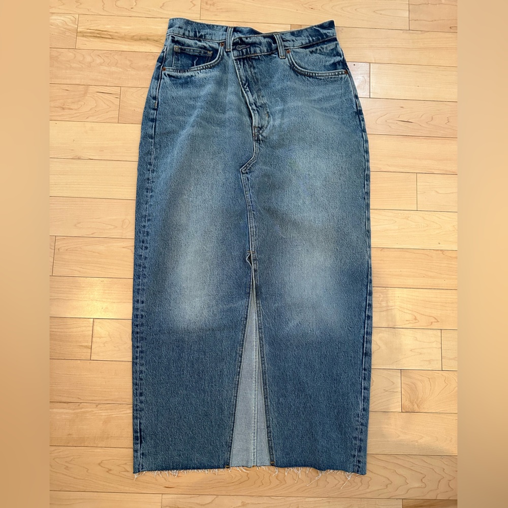 Reformation nila skirt, denim maxi, size 29